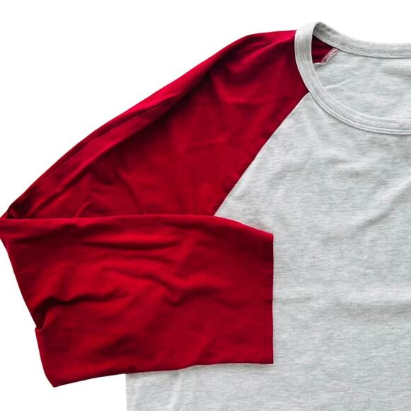 Lululemon Mens Tee Shirt Bodhi Long Sleeve Grey Oxblood Red Size Large Cotton - Picture 3 of 5